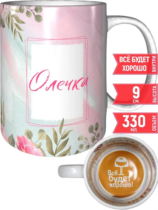 grand cadeaux Кружка с именем Олечка - внутри всё будет хорошо, вариант