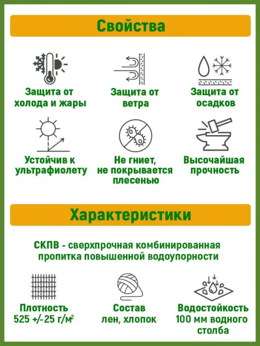 Волжские мануфактуры Ткань брезентовая СКПВ тентовая водоотталкивающая уличная, вариант, фото 3