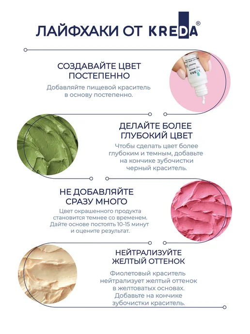 Kreda Краситель пищевой для торта и крема красный бархат 100 г, 10 мл, фото 8