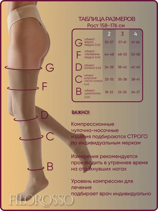 FILOROSSO Компрессионные чулки Госпитальные 1 класс, бежевый, фото 2