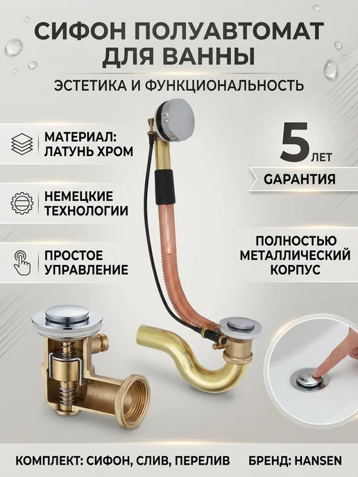 Hansen Обвязка для ванны полуавтомат, серый