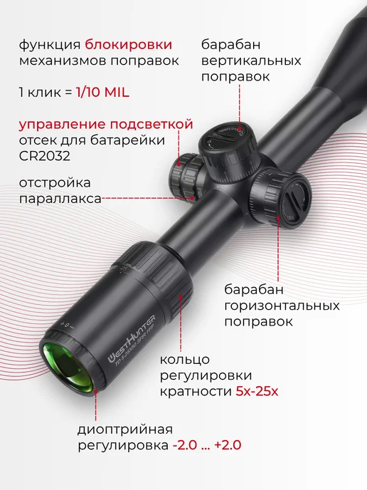 WestHunter Оптический прицел TD 5-25X50 SFIR FFP, 525x50, фото 7