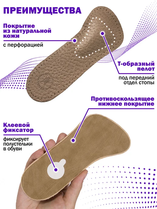 Trives Полустельки ортопедические для обуви при плоскостопии, бежевый, фото 3