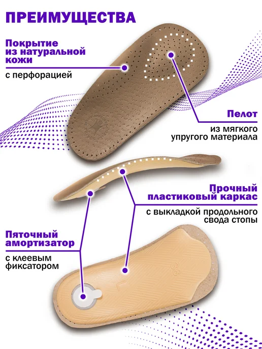 Trives Полустельки ортопедические для обуви, коричневый, фото 3
