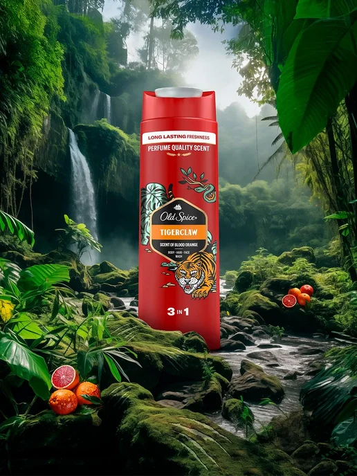 Old Spice Гель для душа мужской парфюмированный 3 в 1 Tigerclaw 0,4л, 400 мл, фото 5