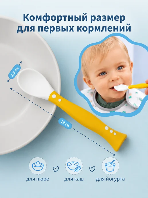 Babyono Ложка обучающая эластичная для прикорма набор 2 шт, 2 шт, фото 5