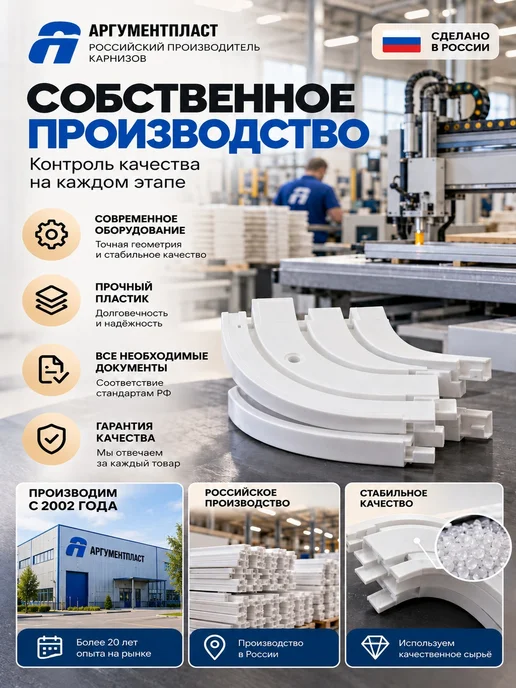 АргументПласт Повороты закругления для карниза 55 мм пластик двухрядные, белый, фото 5