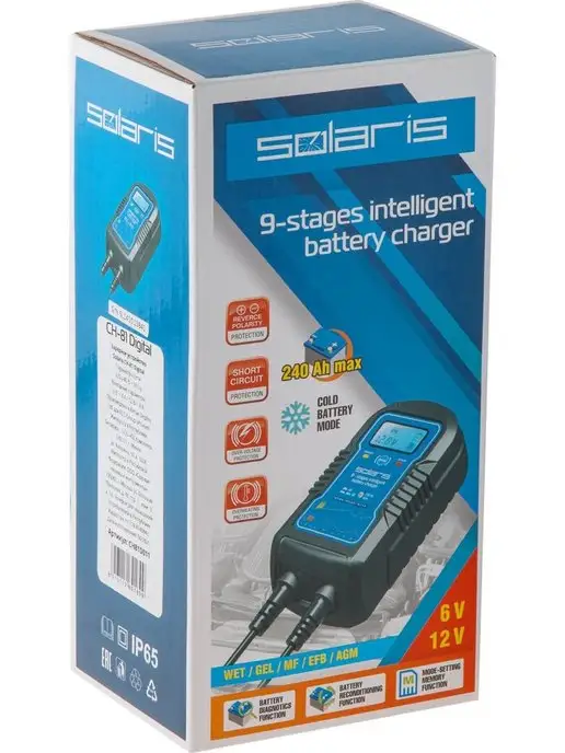 SOLARIS Зарядное устройство для аккумулятора универсальное 12v, синий, фото 7