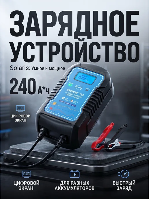 SOLARIS Зарядное устройство для аккумулятора универсальное 12v, синий, фото 8