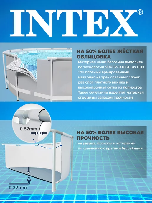 Intex Бассейн каркасный, серый, фото 5