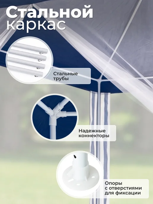 Green Glade Шатер садовый с каркасом устойчивый с москитной сеткой 3х3, 3x3, фото 3