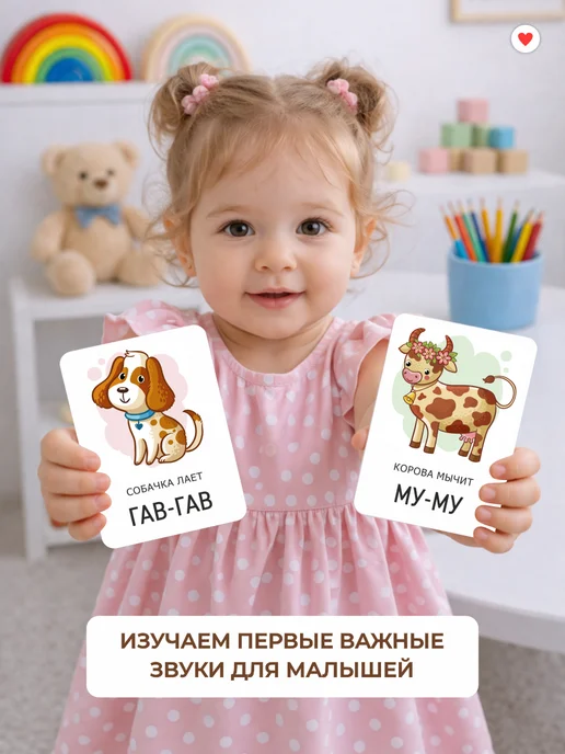 Кристи Кидс Развивающие карточки для малышей звукоподражание, белый, фото 6