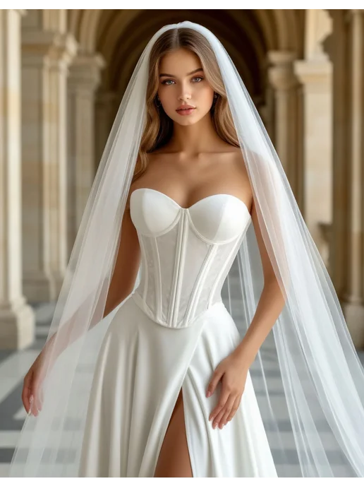 Magic Bride Фата свадебная длинная молочная, белый