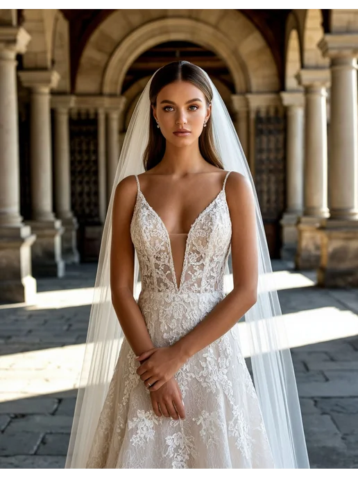 Magic Bride Фата свадебная длинная молочная, белый, фото 2