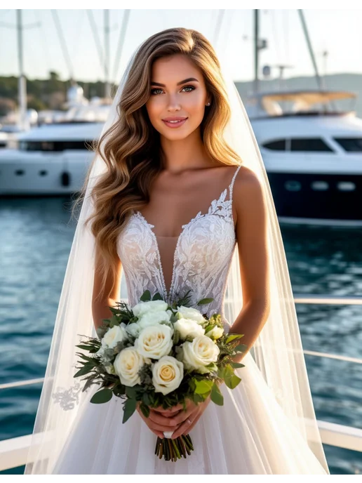 Magic Bride Фата свадебная длинная молочная, белый, фото 4