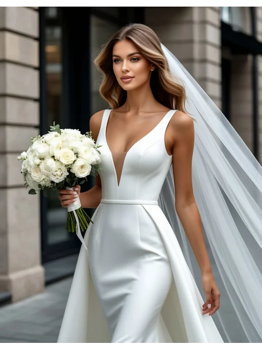 Magic Bride Фата свадебная длинная белая, белый, фото 3