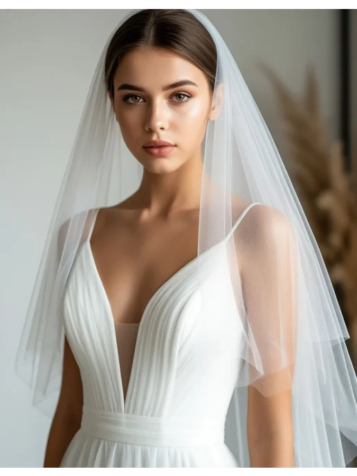 Magic Bride Фата свадебная короткая, белый, фото 2