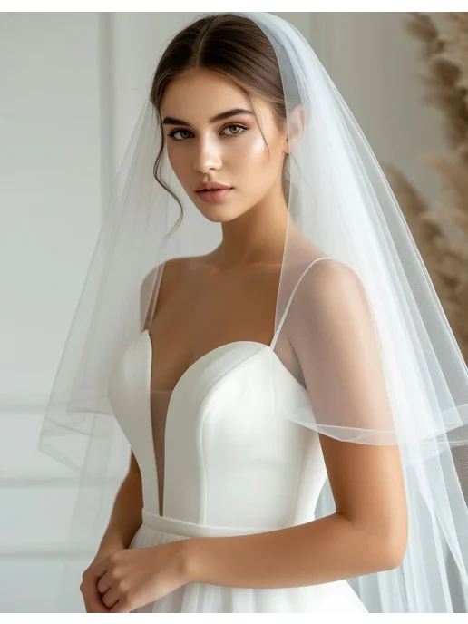 Magic Bride Фата свадебная короткая, белый, фото 3