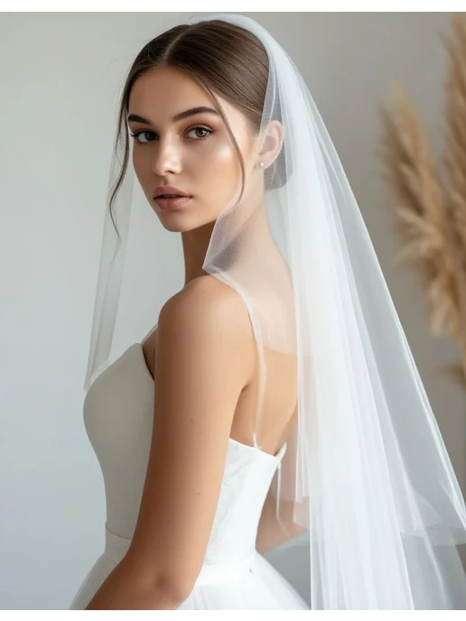 Magic Bride Фата свадебная короткая, белый, фото 4