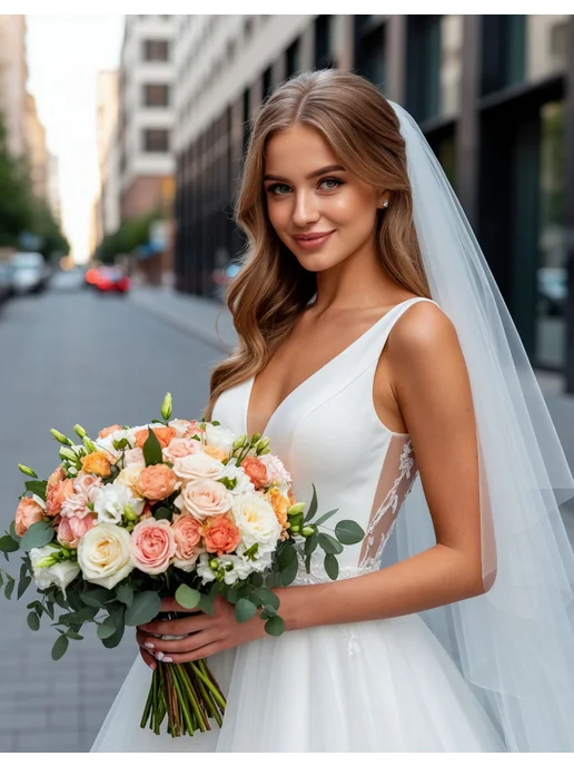 Magic Bride Фата свадебная короткая, белый, фото 5