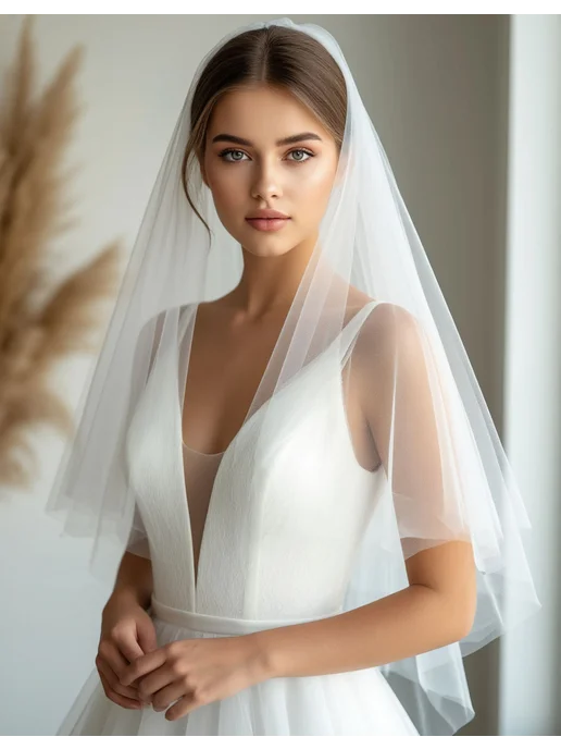 Magic Bride Фата свадебная короткая, белый, фото 7