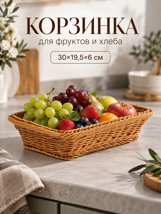 Фруктовница корзина для фруктов и хлеба на стол 30х19,5х6 см, 30x19.5x6 см