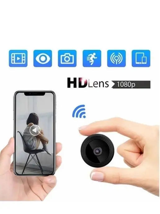 DVR Камера видеонаблюдения мини беспроводная онлайн wifi, черный, фото 7