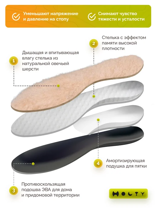 Холти Тапочки из шерсти теплые домашние тапки меховые, синий, фото 4
