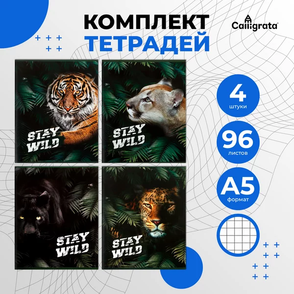 Тетради в школу, 4 штуки, 96 листов в клетку