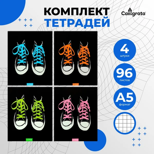 Комплект тетрадей из 4 штук 96 листов в клетку