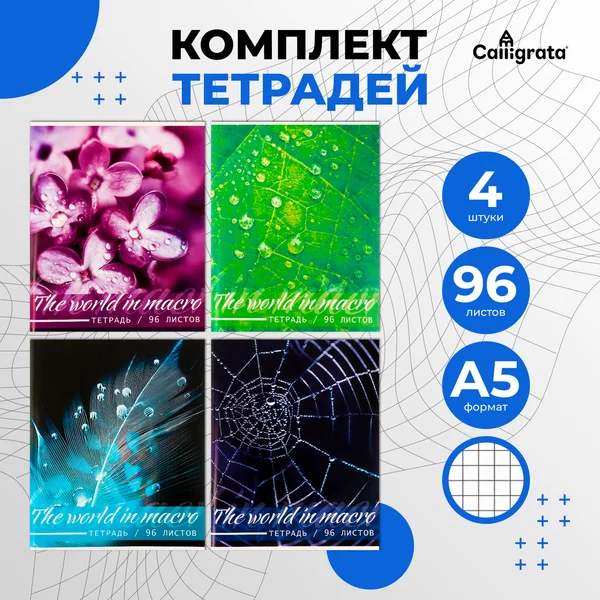 Комплект тетрадей из 4 штук 96 листов в клетку