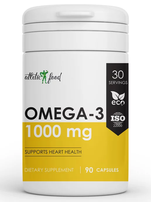 ATLETIC FOOD Омега-3 Omega-3 1000 мг, 90 гел.капсул, Омега-3 1000 мг 90, фото 2