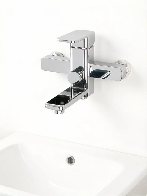 Elvan-bathroom Смеситель для ванны с коротким изливом, серый, фото 4