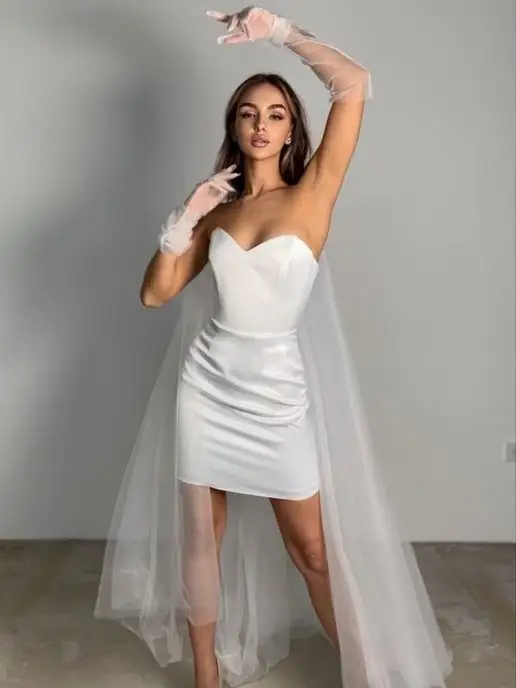 OZEROVA Wedding Dress Свадебное платье мини, белый, фото 2