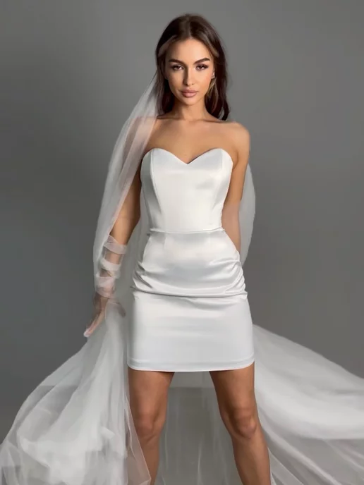 OZEROVA Wedding Dress Свадебное платье мини, белый, фото 3