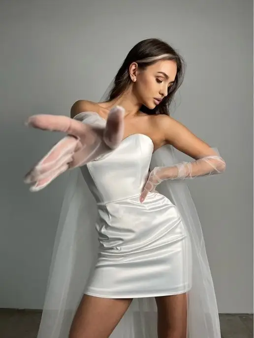 OZEROVA Wedding Dress Свадебное платье мини, белый, фото 4