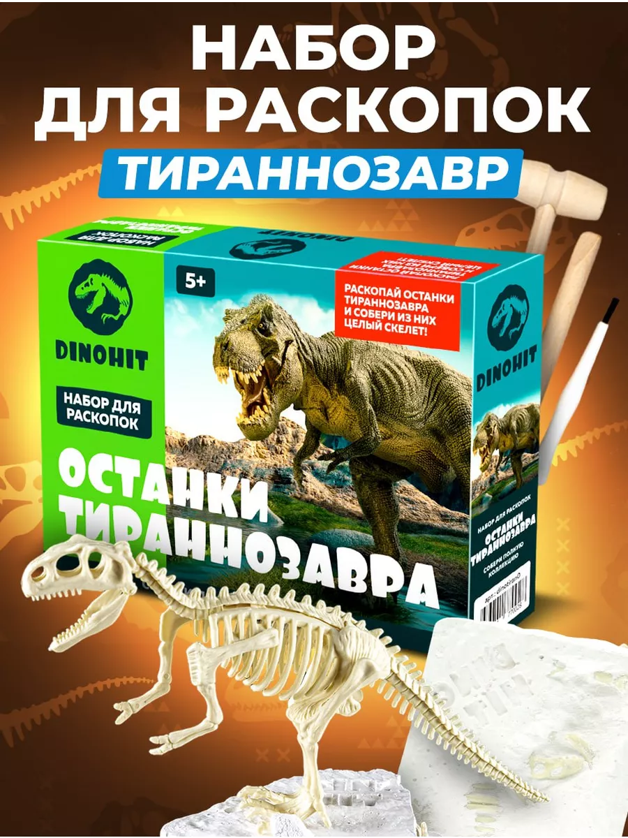 Раскопки для детей Скелет Динозавра Тираннозавр Раскопки DINOHIT 70447874  купить за 601 ₽ в интернет-магазине Wildberries