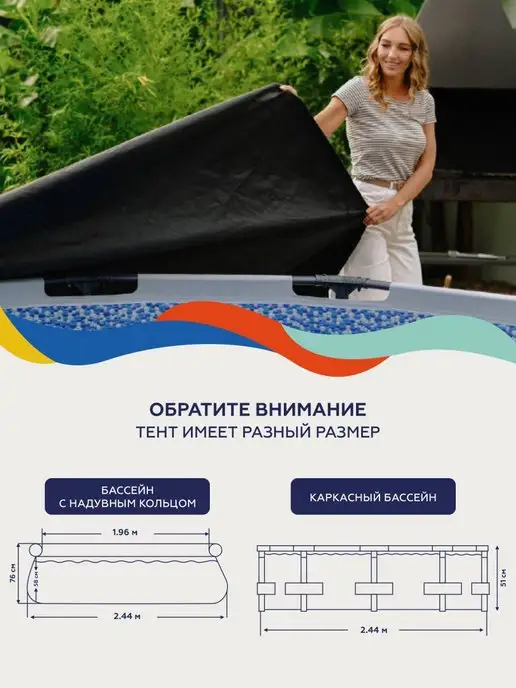 Sundaze Тент для бассейна 244 см круглый каркасный, 244 каркасный, фото 5