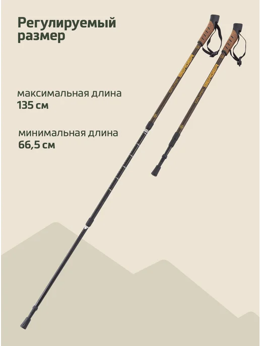 BERGER Палки для скандинавской ходьбы складные треккинговые, черный, фото 5