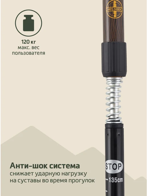 BERGER Палки для скандинавской ходьбы складные треккинговые, черный, фото 6