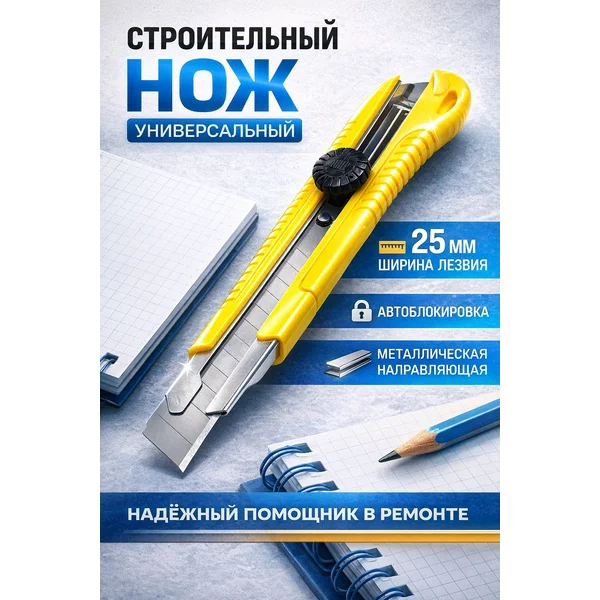 Нож канцелярский строительный 25 мм