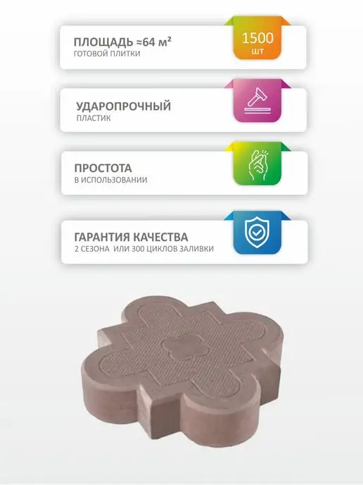 Точно-Крепко Форма для бетона Клевер краковский 45мм 5 шт, 5 шт, фото 2