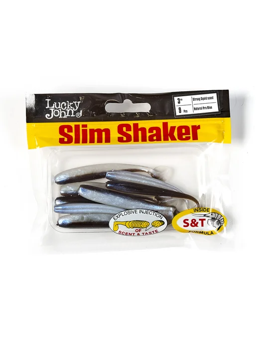 Lucky John Виброхвосты съедобные искусственные SLIM SHAKER 7.6см T46, голубой, фото 5