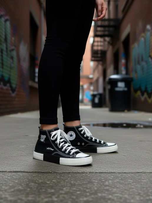 CONVERSE / кеды Кеды высокие текстильные, черный