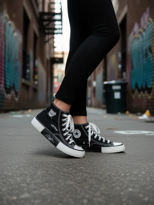 CONVERSE / кеды Кеды высокие текстильные, черный, фото 8