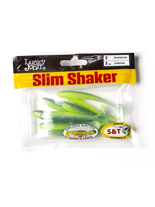 Lucky John Виброхвосты съедобные искусственные SLIM SHAKER 7.6см T57, голубой, фото 5
