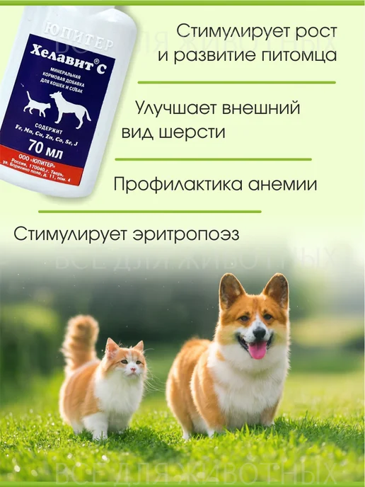Хелавит С Капли для кошек и собак Микроэлементы от выпадения шерсти. Х…, 70 мл, фото 5