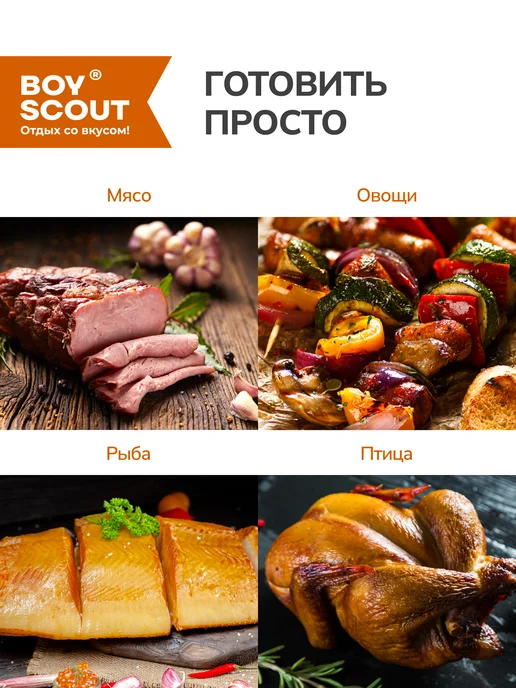 Boyscout Коптильня горячего копчения 3-х ярусная, с поддоном, 40 л, фото 4
