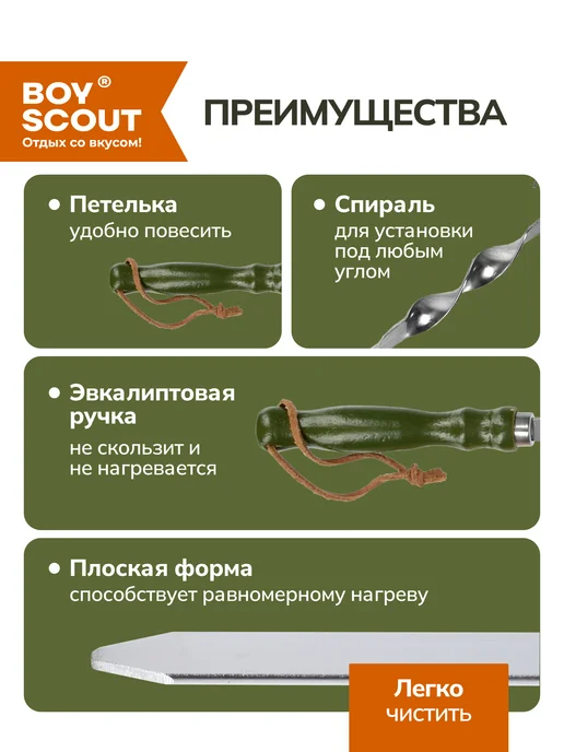 Boyscout Шампура для шашлыка с деревянной ручкой, вариант, фото 2