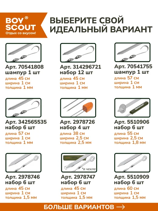 Boyscout Шампура для шашлыка с деревянной ручкой, вариант, фото 7